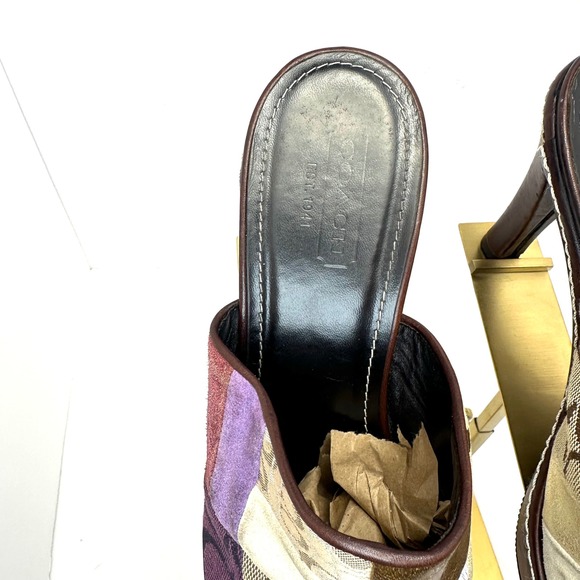 Y2KCoach Patchwork Platform Mules Leopard Calf Hair Metallic Leather Heels Multi - Picture 4 of 16